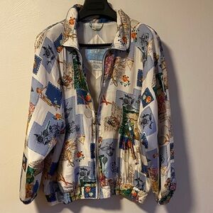 Vintage 100% Silk Graphic Print Jacket Oversized S